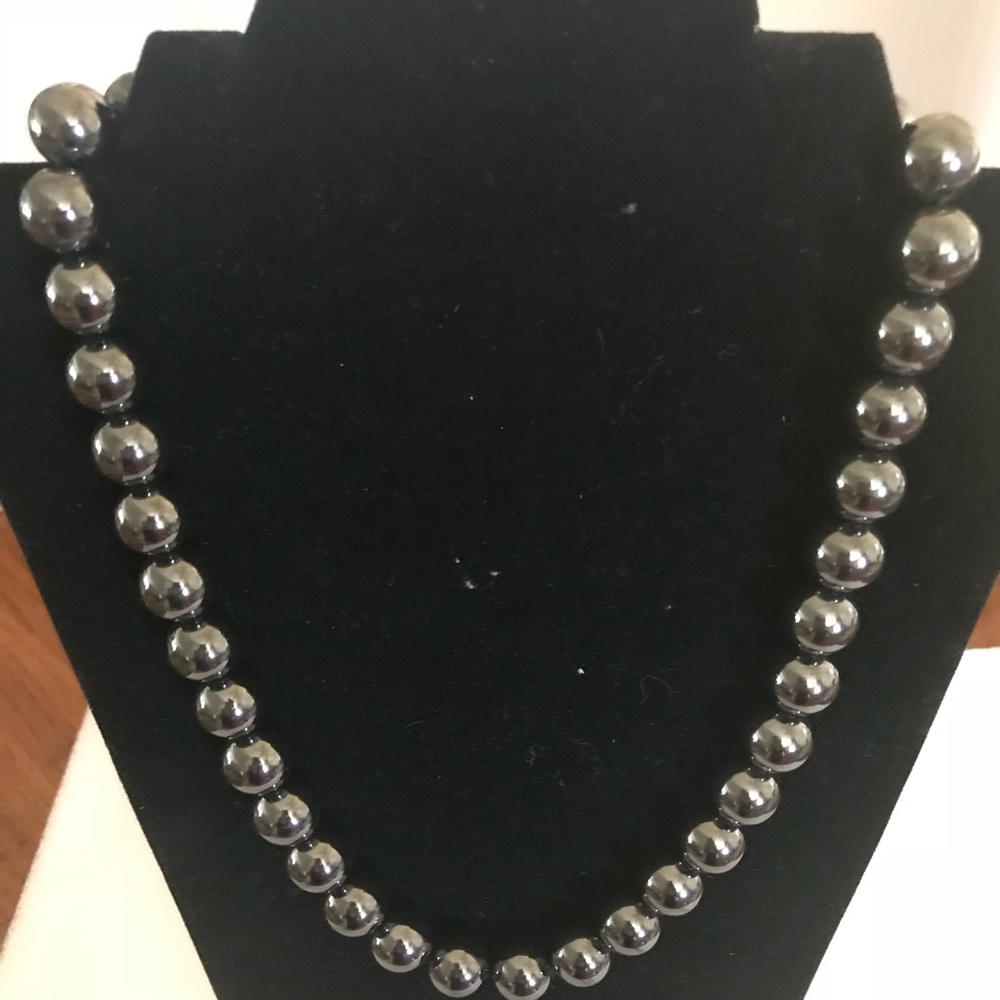 Genuine Polished Hematite Beaded Necklace